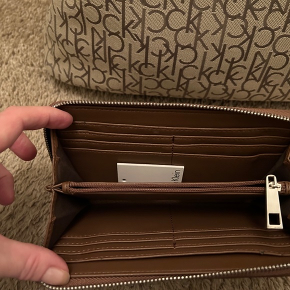 Calvin Klein Tan and Brown Hobo Bag with Wallet - Picture 7 of 10